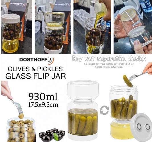 Olive Glass Flip Jar (900ml)