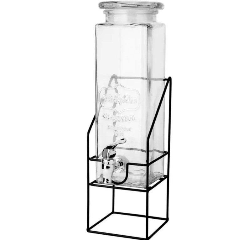 Glass beverage dispenser 2.2 L with tap and metallic sta