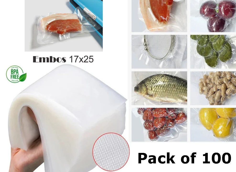 100 Vacuum Bags 17 x 25 cm for Sealing Machine