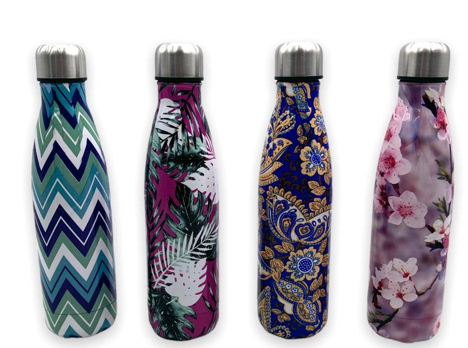 Decorated Stainless Steel Vacuum Water Bottle 500ml