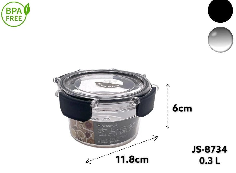 Acrylic Airtight Round Food Storage Box 0.3L