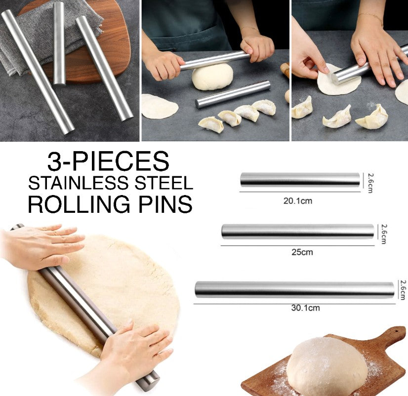 3-Pcs SS Rolling Pins