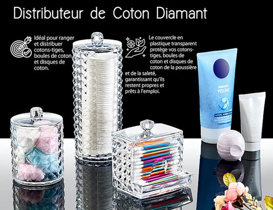 Set of 3 Acrylic Cotton Organizers for Makeup