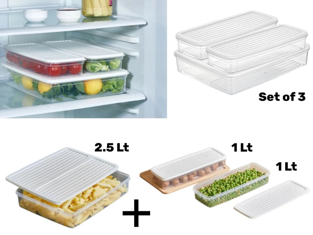 Set of 3 Food Storage Boxes for Fridge and Freezer