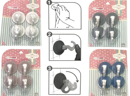 Set of 4 Strong Suction Cup Hooks